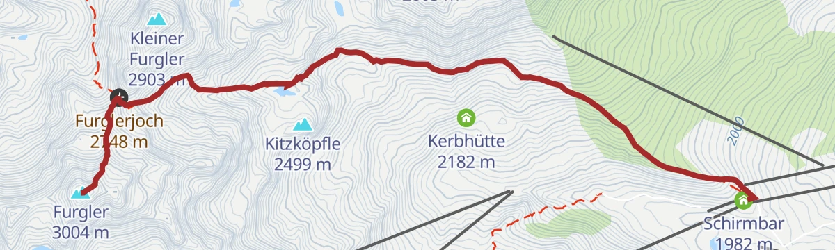 Route map: Furgler (3.004 m) vom Komperdell